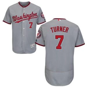 Premium Nationals #7 Trea Turner Grey Flexbase Authentic Collection Stitched MLB Jersey