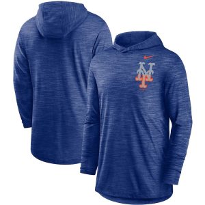 Premium New York Mets Nike Split Logo Performance Long Sleeve Hoodie Top Royal