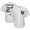Premium New York Yankees #27 Giancarlo Stanton Majestic 2019 London Series Cool Base Player Jersey White Navy