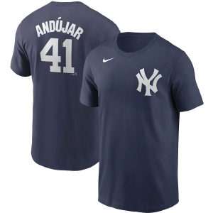 Premium New York Yankees #41 Miguel Andujar Nike Name & Number Team T Shirt Navy Sports fans this is your chance Order soon to be part of the action