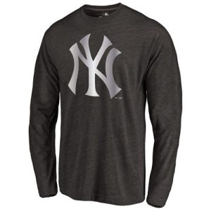 Premium New York Yankees Platinum Collection Long Sleeve Tri Blend T Shirt Black