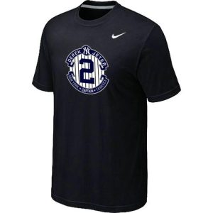 Premium Nike New York Yankees #2 Derek Jeter Official Final Season Commemorative Logo T Shirt Black