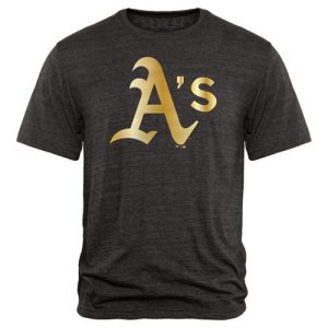 Premium Oakland Athletics Fanatics Apparel Gold Collection Tri Blend T Shirt Black