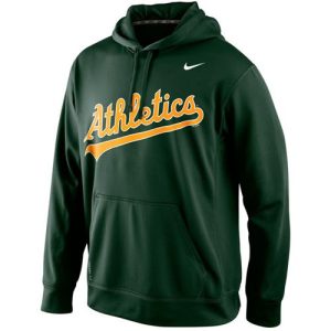 Premium Oakland Athletics Nike Men's KO Wordmark Performance Green MLB Hoodie