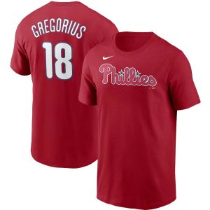 Premium Philadelphia Phillies #18 Didi Gregorius Nike Name & Number T Shirt Red With high demand Don't miss out Order now to wear your team colors