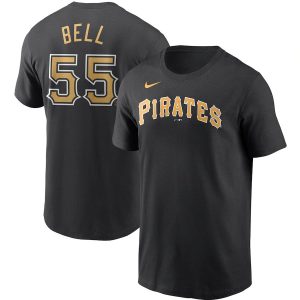 Premium Pittsburgh Pirates #55 Josh Bell Nike Name & Number T Shirt Black Act fast Only a few left Secure yours today