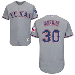 Premium Rangers #30 Nomar Mazara Grey Flexbase Authentic Collection Stitched MLB Jersey