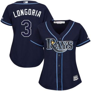 Premium Rays #3 Evan Longoria Dark Blue Alternate Women's Stitched MLB Jersey Limited stock Order now to show your love for your team