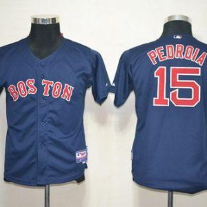 Premium Red Sox #15 Dustin Pedroia Dark Blue Cool Base Stitched Youth MLB Jersey With high demand Don't miss out Order now to wear your team colors