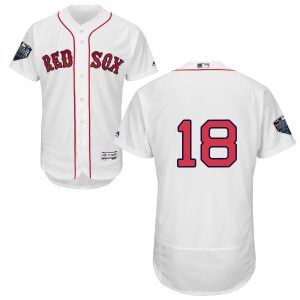 Premium Red Sox #18 Mitch Moreland White Flexbase Authentic Collection 2018 World Series Stitched MLB Jersey