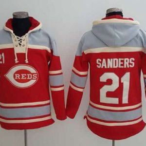 Premium Reds #21 Reggie Sanders Red Sawyer Hooded Sweatshirt MLB Hoodie