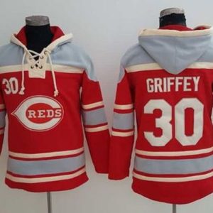 Premium Reds #30 Ken Griffey Red Sawyer Hooded Sweatshirt MLB Hoodie