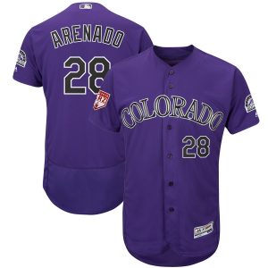 Premium Rockies #28 Nolan Arenado Purple 2019 Spring Training Flex Base Stitched MLB Jersey