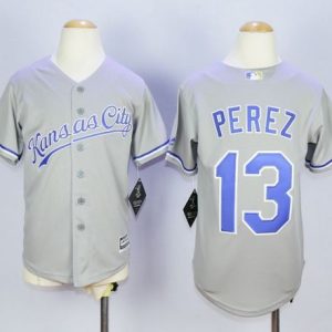 Premium Royals #13 Salvador Perez Grey Cool Base Stitched Youth MLB Jersey Limited stock Order now to show your love for your team