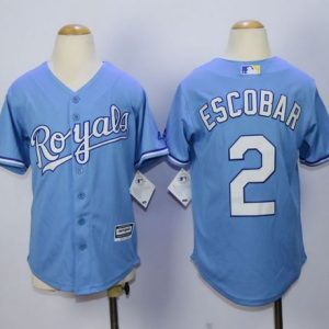Premium Royals #2 Alcides Escobar Light Blue Alternate 1 Cool Base Stitched Youth MLB Jersey Sports fans this is your chance Order soon to be part of the action