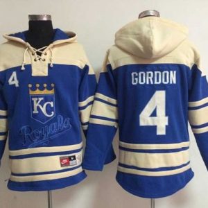 Premium Royals #4 Alex Gordon Light Blue Sawyer Hooded Sweatshirt MLB Hoodie