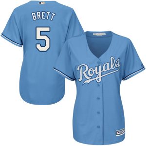 Premium Royals #5 George Brett Light Blue Alternate Women's Stitched MLB Jersey Retailers boost your inventory Order now to meet customer demand