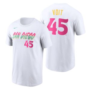 Superb San Diego Padres #45 Luke Voit 2022 City Connect Men's MLB T Shirt   White Retailers boost your inventory Order now to meet customer demand