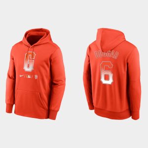 Premium San Francisco Giants #6 Steven Duggar Men's 2021 City Connect Therma Pullover Orange Hoodie