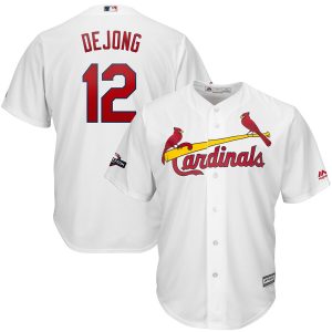 Premium St. Louis Cardinals #12 Paul DeJong Majestic 2019 Postseason Official Cool Base Player Jersey White