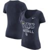 Premium Tampa Bay Rays Nike Women's Practice 1.7 Tri Blend V Neck T Shirt Heathered Navy