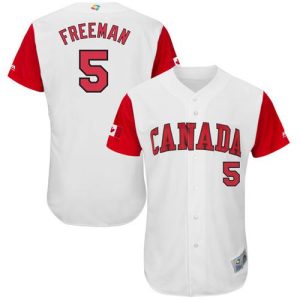 Premium Team Canada #5 Freddie Freeman White 2017 World MLB Classic Authentic Stitched MLB Jersey