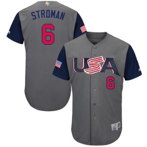 Premium Team USA #6 Marcus Stroman Gray 2017 World MLB Classic Authentic Stitched MLB Jersey