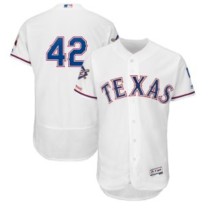 Premium Texas Rangers #42 Majestic 2019 Jackie Robinson Day Flex Base Jersey White