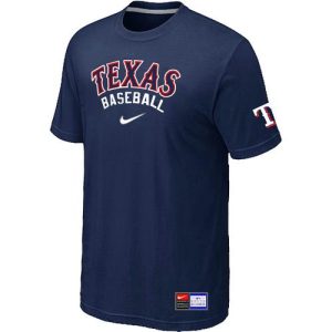 Premium Texas Rangers Nike Short Sleeve Practice MLB T Shirt Midnight Blue