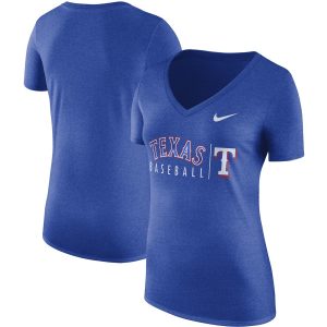 Premium Texas Rangers Nike Women's Tri Blend Practice T Shirt Royal