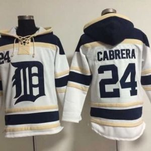 Premium Tigers #24 Miguel Cabrera White Sawyer Hooded Sweatshirt MLB Hoodie