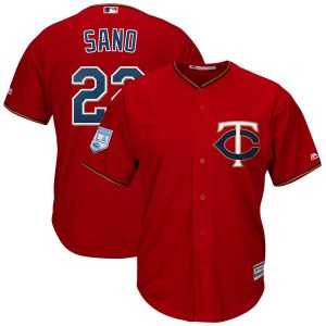 Premium Twins #22 Miguel Sano Red 2019 Spring Training Cool Base Stitched MLB Jersey
