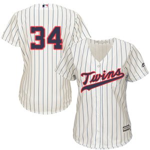 Premium Twins #34 Kirby Puckett Cream Strip Alternate Women's Stitched MLB Jersey For a short time available Grab yours quickly to own a team jersey