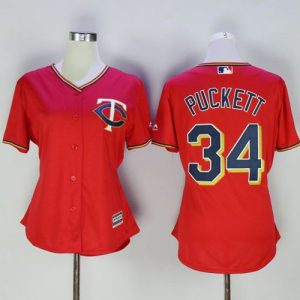 Premium Twins #34 Kirby Puckett Red Women's Alternate Stitched MLB Jersey Limited stock Order now to show your love for your team