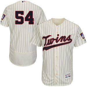 Premium Twins #54 Sergio Romo Cream Strip Flexbase Authentic Collection Stitched MLB Jersey