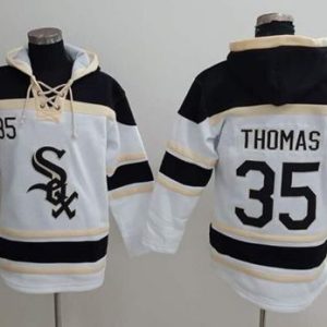 Premium White Sox #35 Frank Thomas White Sawyer Hooded Sweatshirt MLB Hoodie