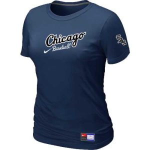 Premium Women's Chicago White Sox Nike Away Practice MLB T Shirt Midnight Blue