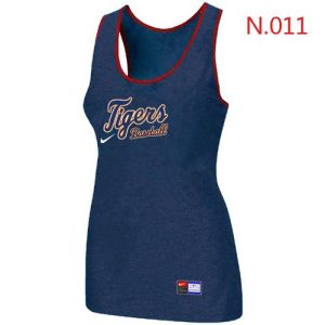 Premium Women's Nike Detroit Tigers Tri Blend Racerback Stretch Tank Top Blue