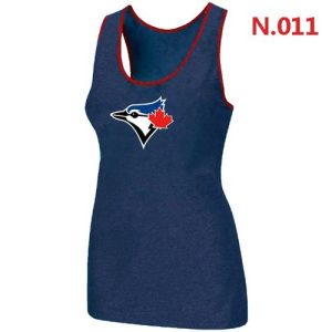 Premium Women's Nike Toronto Blue Jays Big Logo Tri Blend Racerback Stretch Tank Top Blue