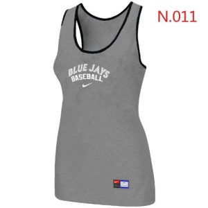 Premium Women's Nike Toronto Blue Jays Tri Blend Racerback Stretch Tank Top Light Grey
