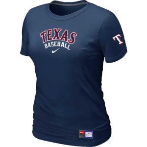 Premium Women's Texas Rangers Nike Short Sleeve Practice MLB T Shirt Midnight Blue