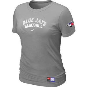 Premium Women's Toronto Blue Jays Nike Short Sleeve Practice MLB T Shirt Light Grey