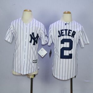 Premium Yankees #2 Derek Jeter White Name Back Stitched Youth MLB Jersey Collectors this is a must have Add it to your collection by ordering