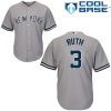 Premium Yankees #3 Babe Ruth Grey Cool Base Stitched Youth MLB Jersey Hurry Exclusive offer Place your order immediately for a great jersey