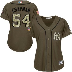 Premium Yankees #54 Aroldis Chapman Green Salute to Service Women's Stitched MLB Jersey Limited stock Order now to show your love for your team