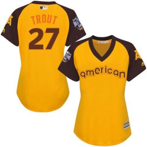 Stunning Angels #27 Mike Trout Gold 2016 All Star American League Women's Stitched MLB Jersey Sports enthusiasts seize this opportunity Order now to feel the game excitement