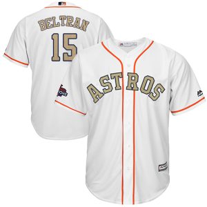 Stunning Astros #15 Carlos Beltran White 2018 Gold Program Cool Base Stitched Youth MLB Jersey Retailers boost your inventory Order now to meet customer demand