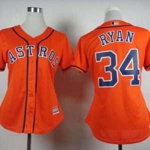 Stunning Astros #34 Nolan Ryan Orange Alternate Women's Stitched MLB Jersey Be among the first buyers Order now to enjoy top notch quality