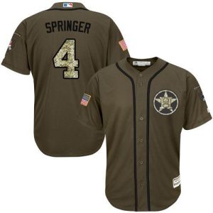 Stunning Astros #4 George Springer Green Salute to Service Stitched Youth MLB Jersey Sports fans this is your chance Order soon to be part of the action