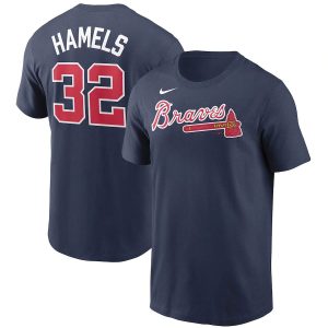 Stunning Atlanta Braves #32 Cole Hamels Nike Name & Number T Shirt Navy Act fast Only a few left Secure yours today